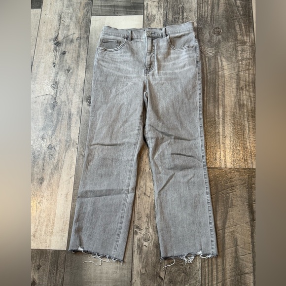 Express Denim - Express Women's Light Gray Cropped Straight Jeans
